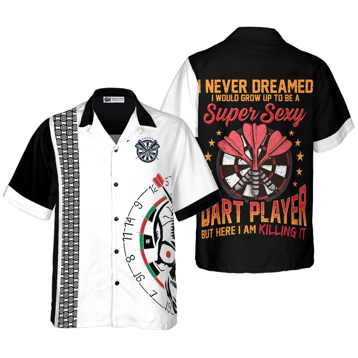 Super Sexy Skull Dart Player Hawaiian Shirt - Hyperfavor