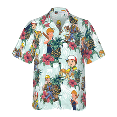 Carpenter Pineapple Seamless Pattern Hawaiian Shirt - Hyperfavor