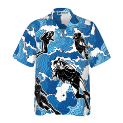 Ocean Wave Scuba Diving Hawaiian Shirt - Hyperfavor