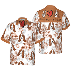 Personalized Peace Love Basset Hound Custom Hawaiian Shirt - Hyperfavor