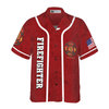 Firefighter Logo Red Background Firefighter Hawaiian Shirt, American Flag Firefighter Shirt For Men - Hyperfavor
