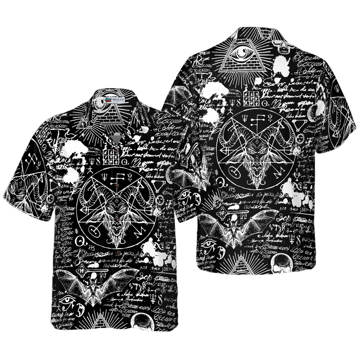 Seamless Occultism Satanic Goth Hawaiian Shirt - Hyperfavor