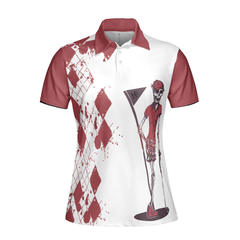 Golf Nine And Drink Wine Short Sleeve Women Polo Shirt - Hyperfavor