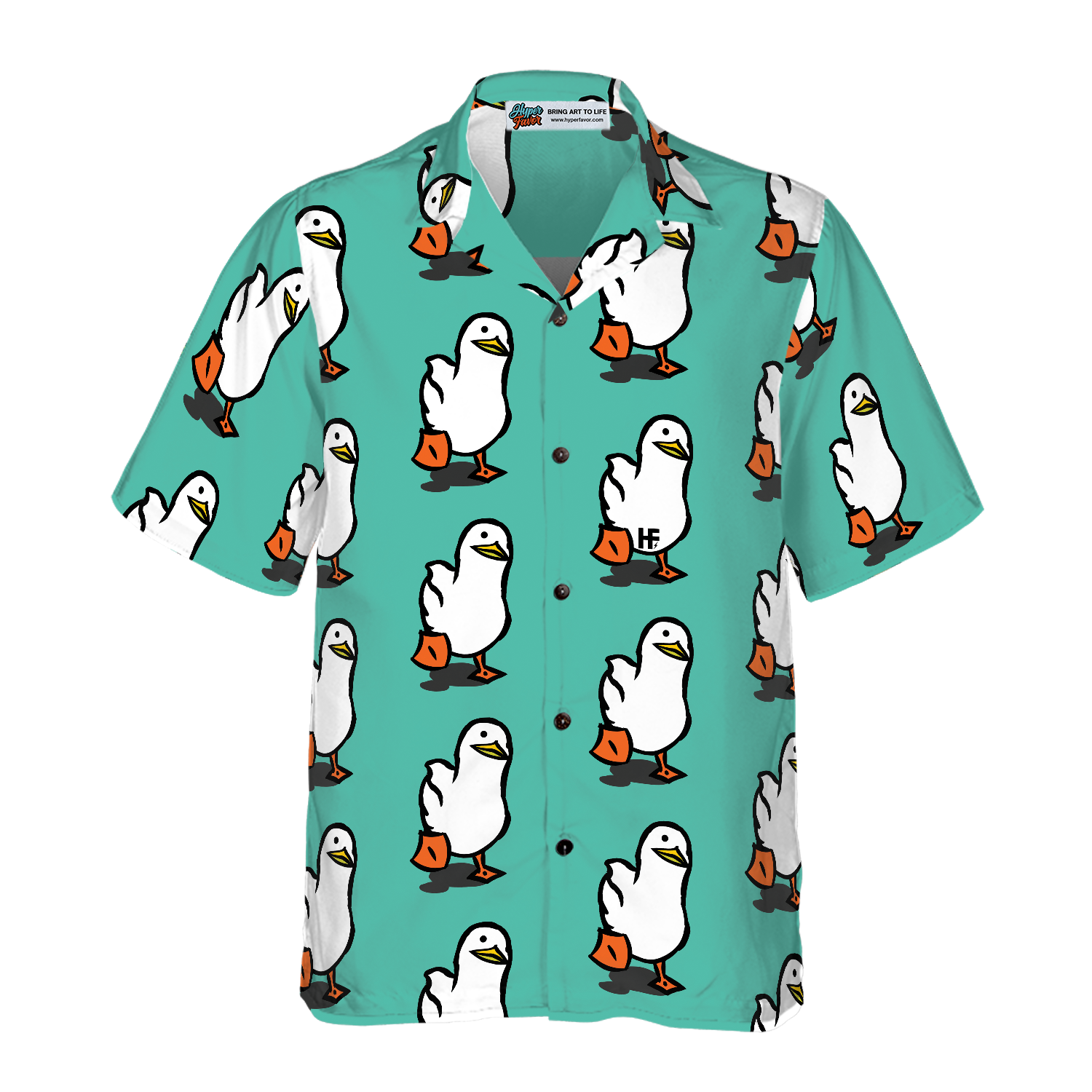 Ducks In Tiffany Blue Hawaiian Shirt - Hyperfavor