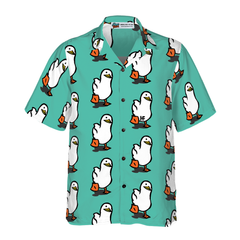 Ducks In Tiffany Blue Hawaiian Shirt - Hyperfavor