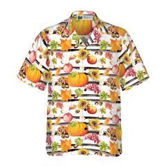 Watercolor Thanksgiving Vegetables With Black Stripes Hawaiian Shirt - Hyperfavor