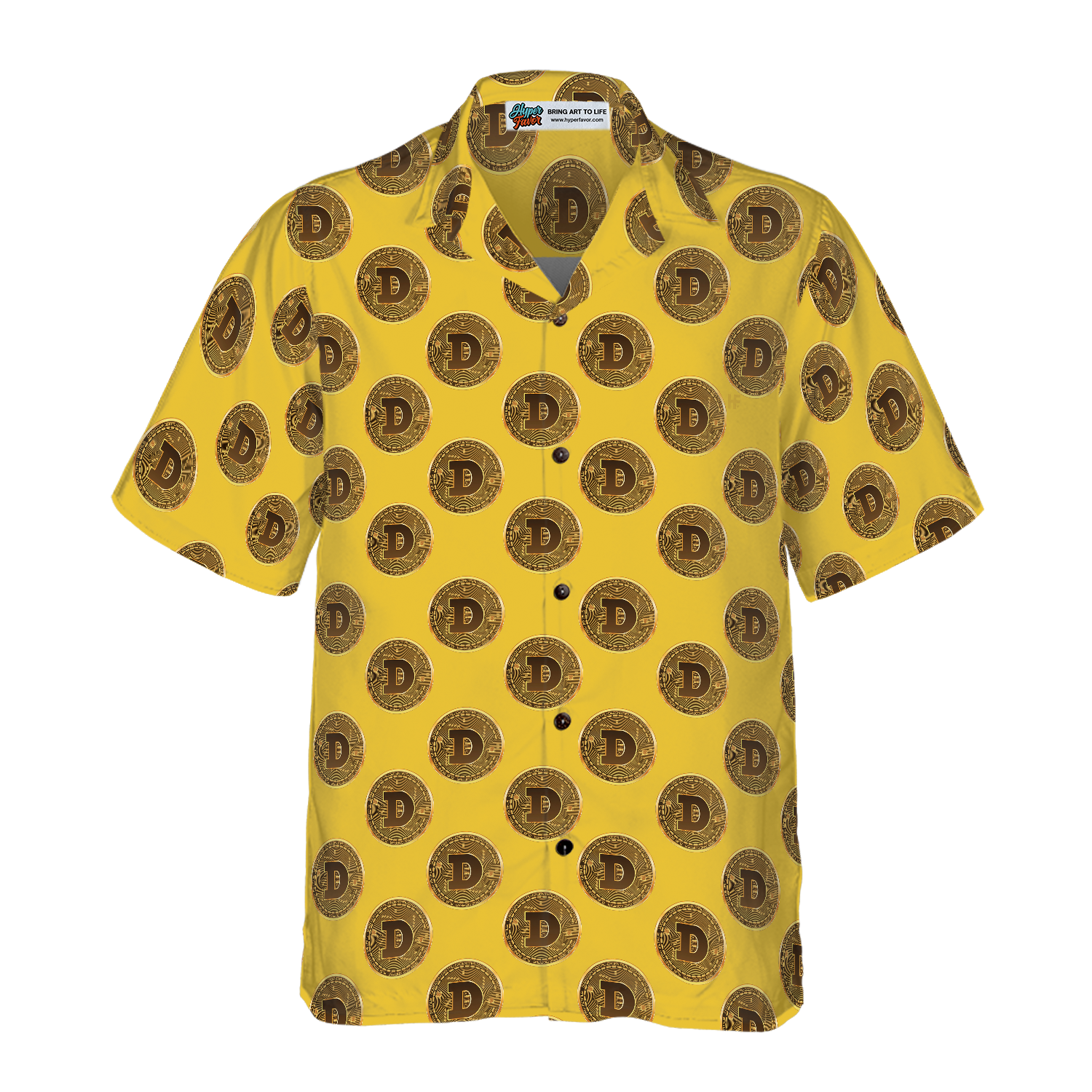 Dogecoin Pattern Hawaiian Shirt - Hyperfavor