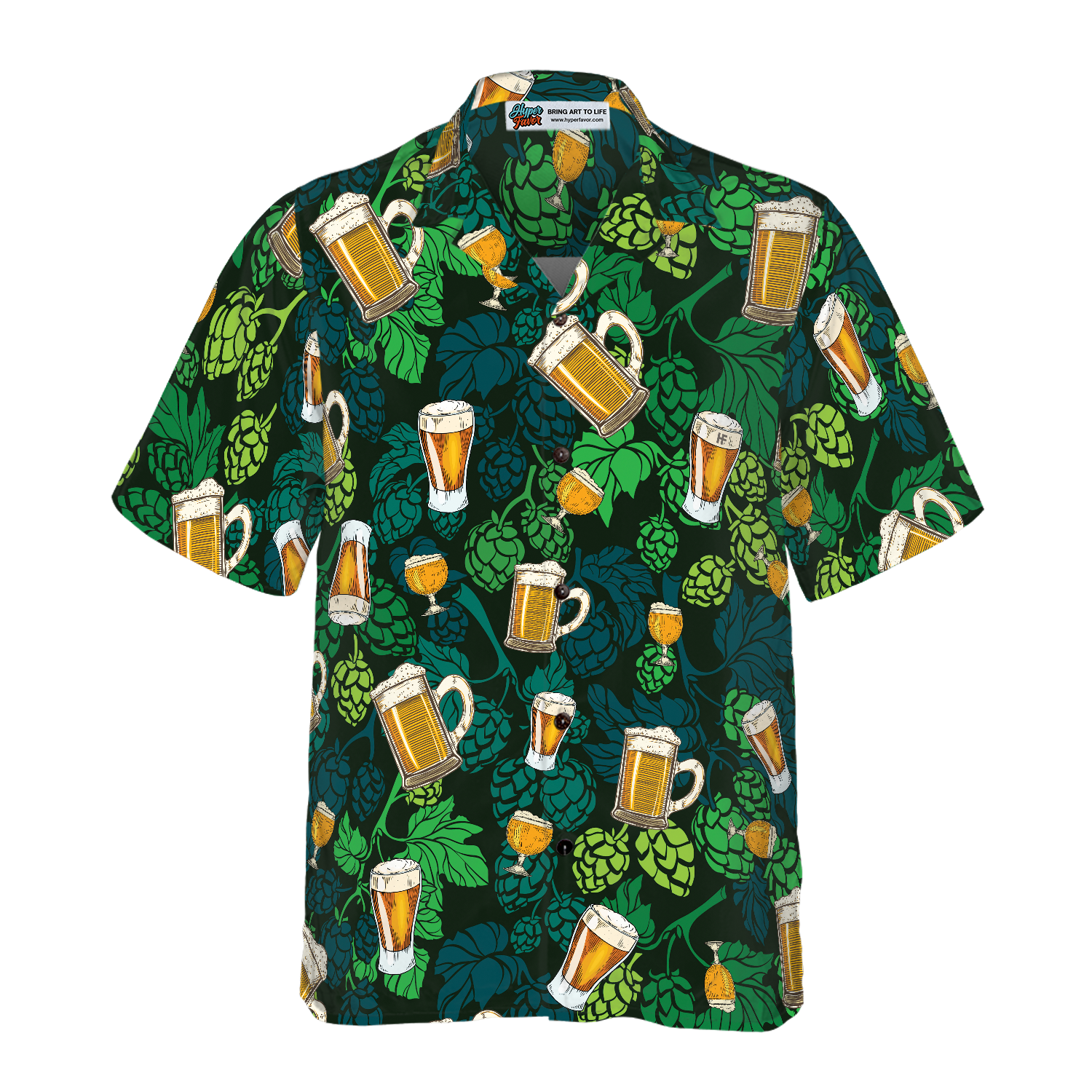 Hop Cones Beer Glass Hawaiian Shirt - Hyperfavor