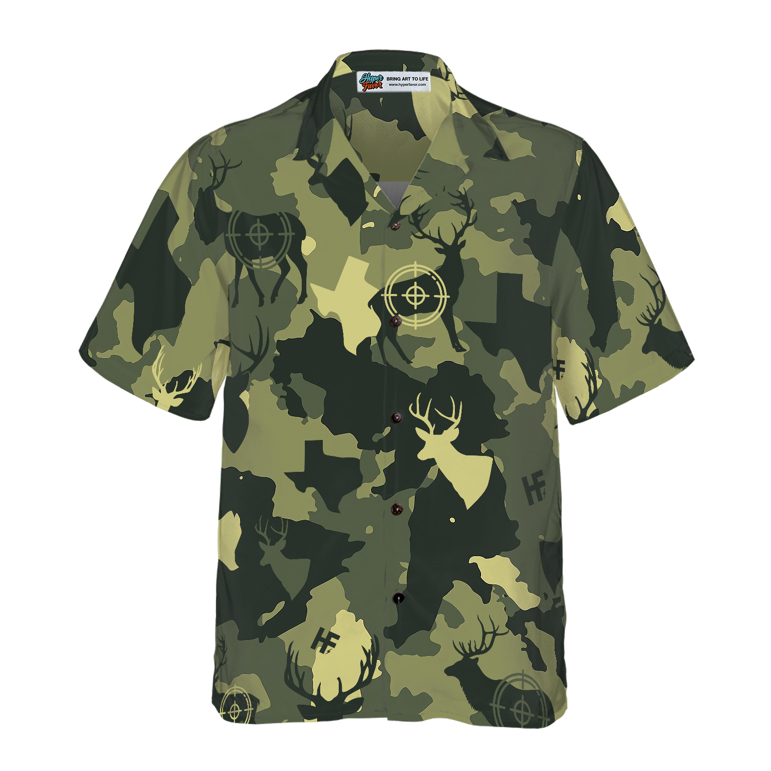 Camouflage Deer Texas Gun Hunting Hawaiian Shirt, Short Sleeve Texas Camo Shirt, Proud Texas Shirt For Men - Hyperfavor