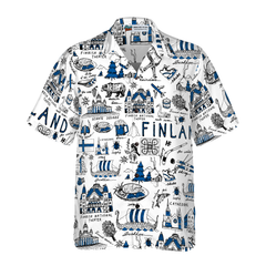 I Love Finland Doodle Hawaiian Shirt - Hyperfavor