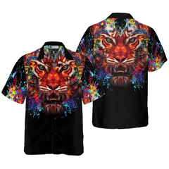 Vibrant Tiger Head Shirt For Men Hawaiian Shirt - Hyperfavor