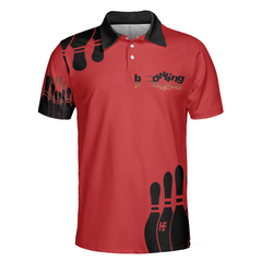 My Mind Is In The Gutter But My Balls Aren't Bowling Polo Shirt, Funny Red And Black Bowling Polo Shirt For Men - Hyperfavor