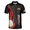 Golf Flame Skull Short Sleeve Golf Polo Shirt, Black American Flag Golf Shirt For Men, Cool Gift For Golfers - Hyperfavor