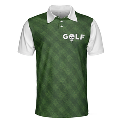 Golf Green Background Polo Shirt, Classic Green Golf Shirt For Men, Cool Gift For Golfers - Hyperfavor