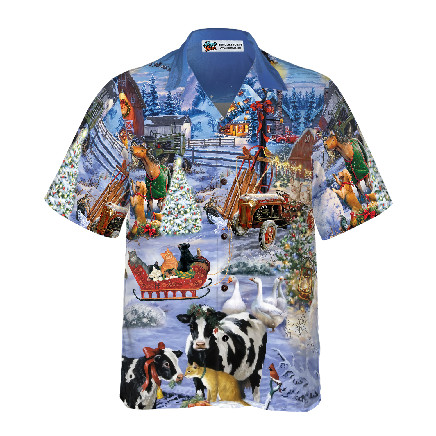 BEAUTIFUL FARM ON CHRISTMAS Hawaiian Shirt - Hyperfavor