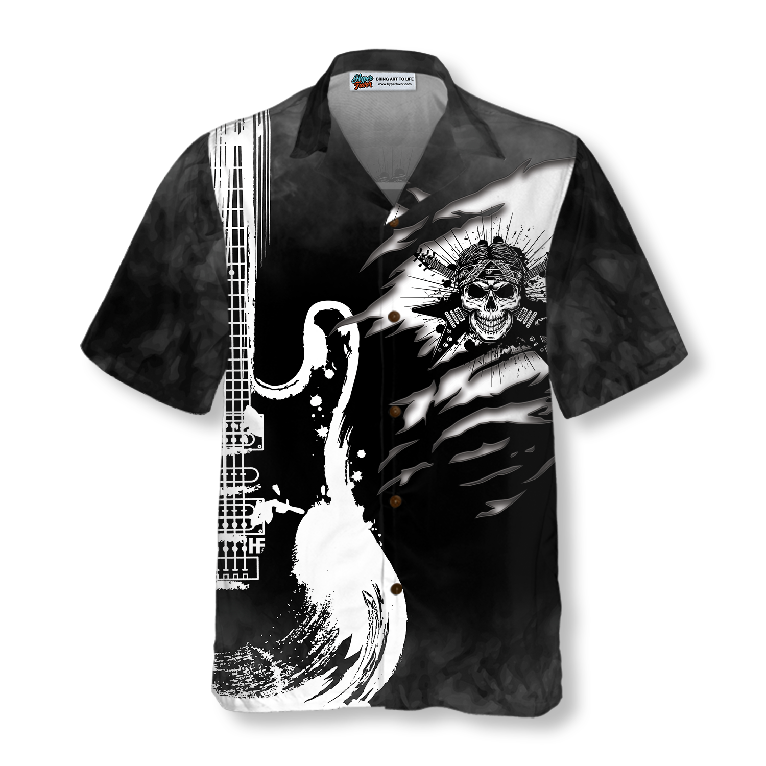 Guitar And Skull Hawaiian Shirt - Hyperfavor