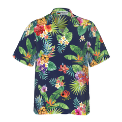 Tropical Pineapples & Palm Leaves Hawaiian Shirt - Hyperfavor