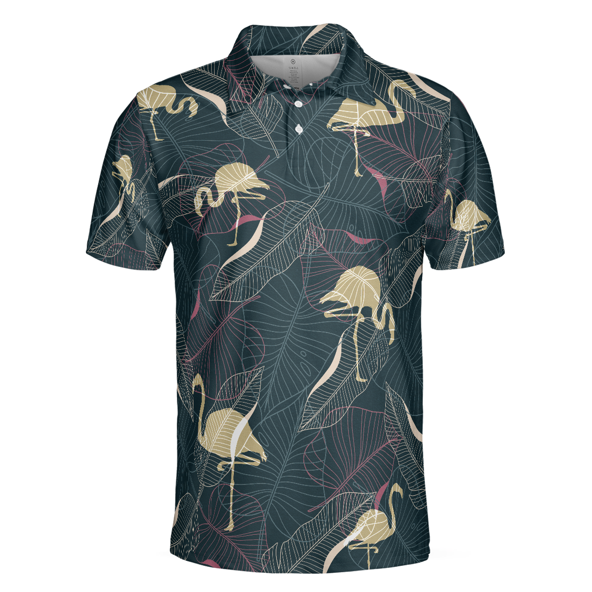 Tropical Flamingo Shadow Pattern Polo Shirt For Men - Hyperfavor