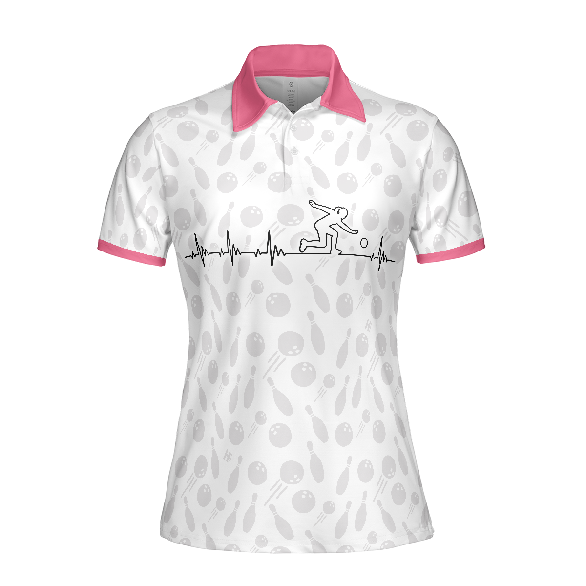 Bowling Is My Heart Bowling Short Sleeve Women Polo Shirt, Bowling Balls And Pins Pattern Polo Shirt For Ladies - Hyperfavor