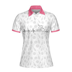 Bowling Is My Heart Bowling Short Sleeve Women Polo Shirt, Bowling Balls And Pins Pattern Polo Shirt For Ladies - Hyperfavor