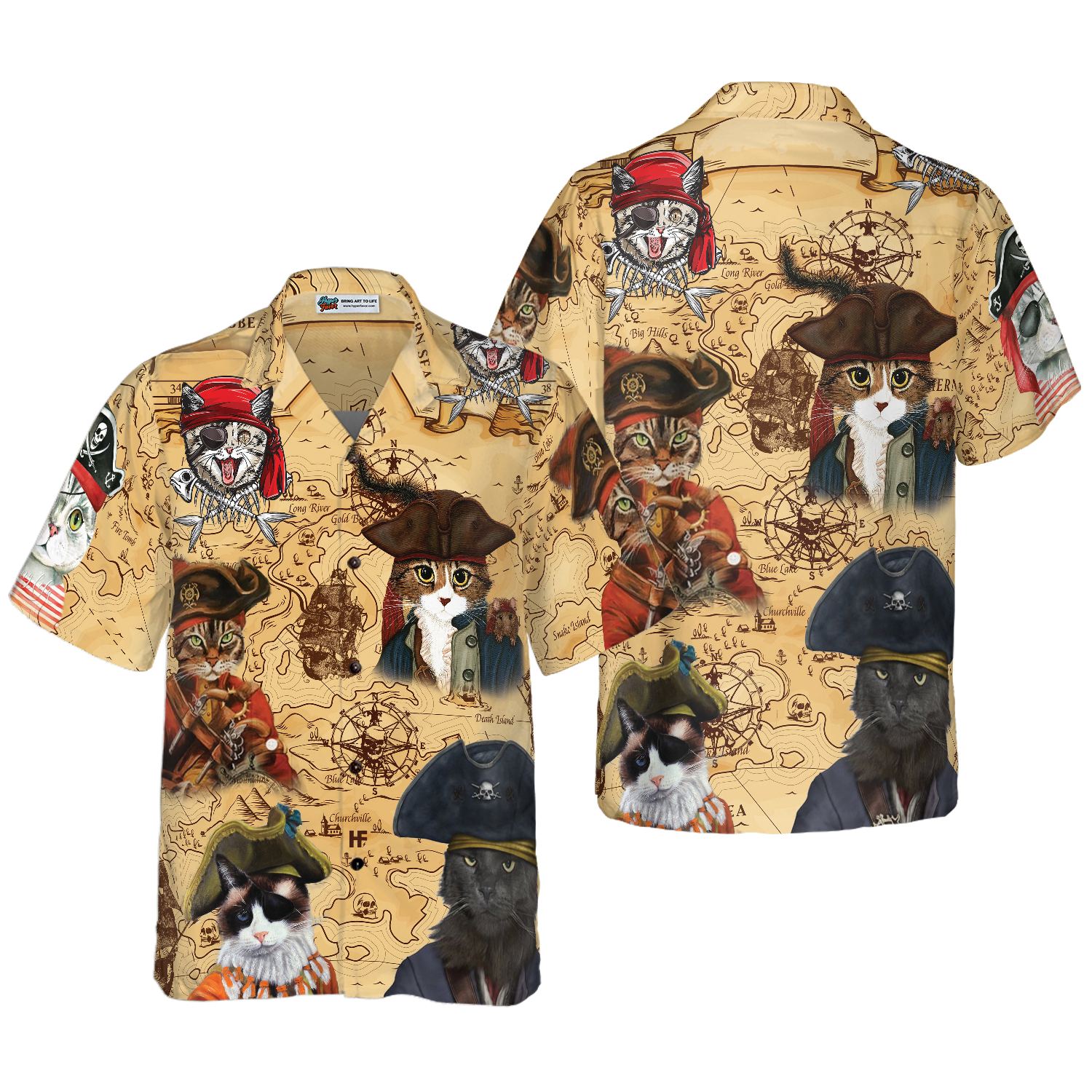 Pirate Cat Hawaiian Shirt - Hyperfavor