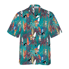 Chihuahua Surfboard And Palm Tree Hawaiian Shirt - Hyperfavor