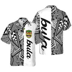 Customized Black and White Modern Pattern Bula Hawaiian Shirt - Hyperfavor