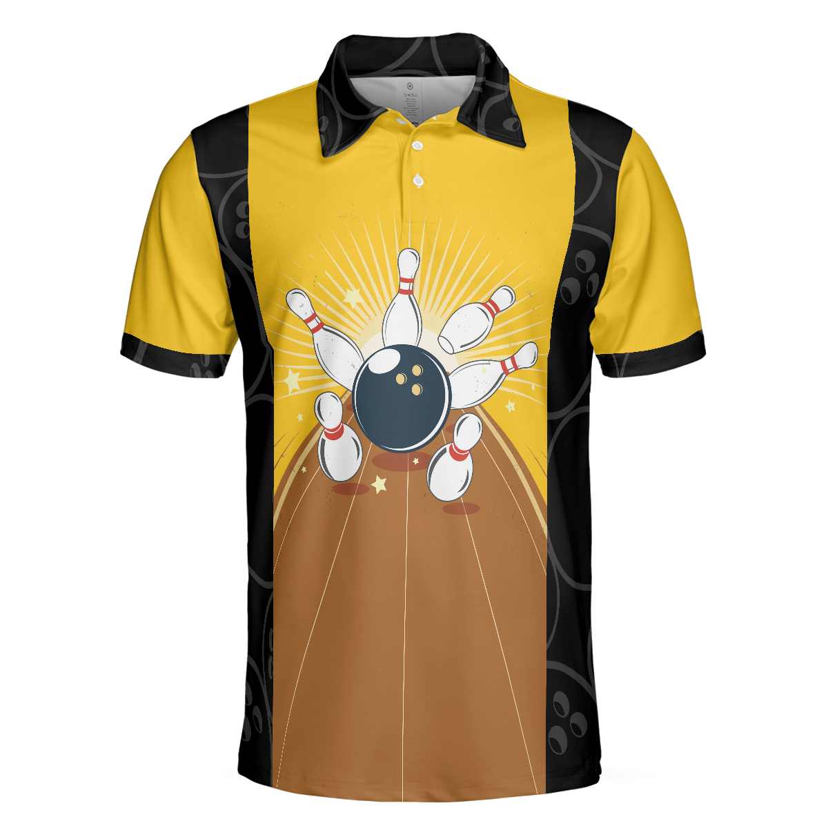 May The Lane Be With You Polo Shirt, Black And Yellow Bowling Ball Pattern Shirt, Funny Sayings Shirt - Hyperfavor