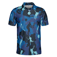 Ocean Camouflage Tennis Short Sleeve Polo Shirt, Tennis Player Polo Shirt, Camo Tennis Shirt For Men - Hyperfavor