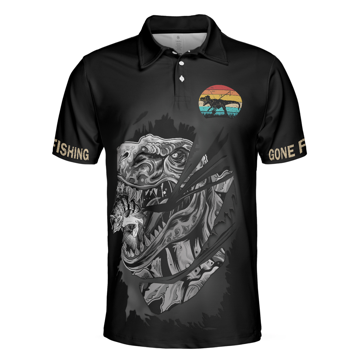 Fishsaurus Rex I'm Not Anti Social Polo Shirt, Gone Fishing Polo Shirt, Best Fishing Shirt For Men - Hyperfavor