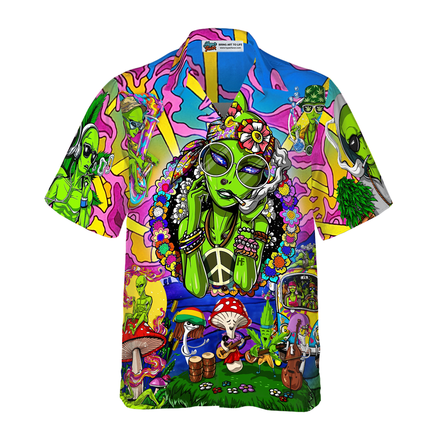 Hippie Alien Hawaiian Shirt - Hyperfavor