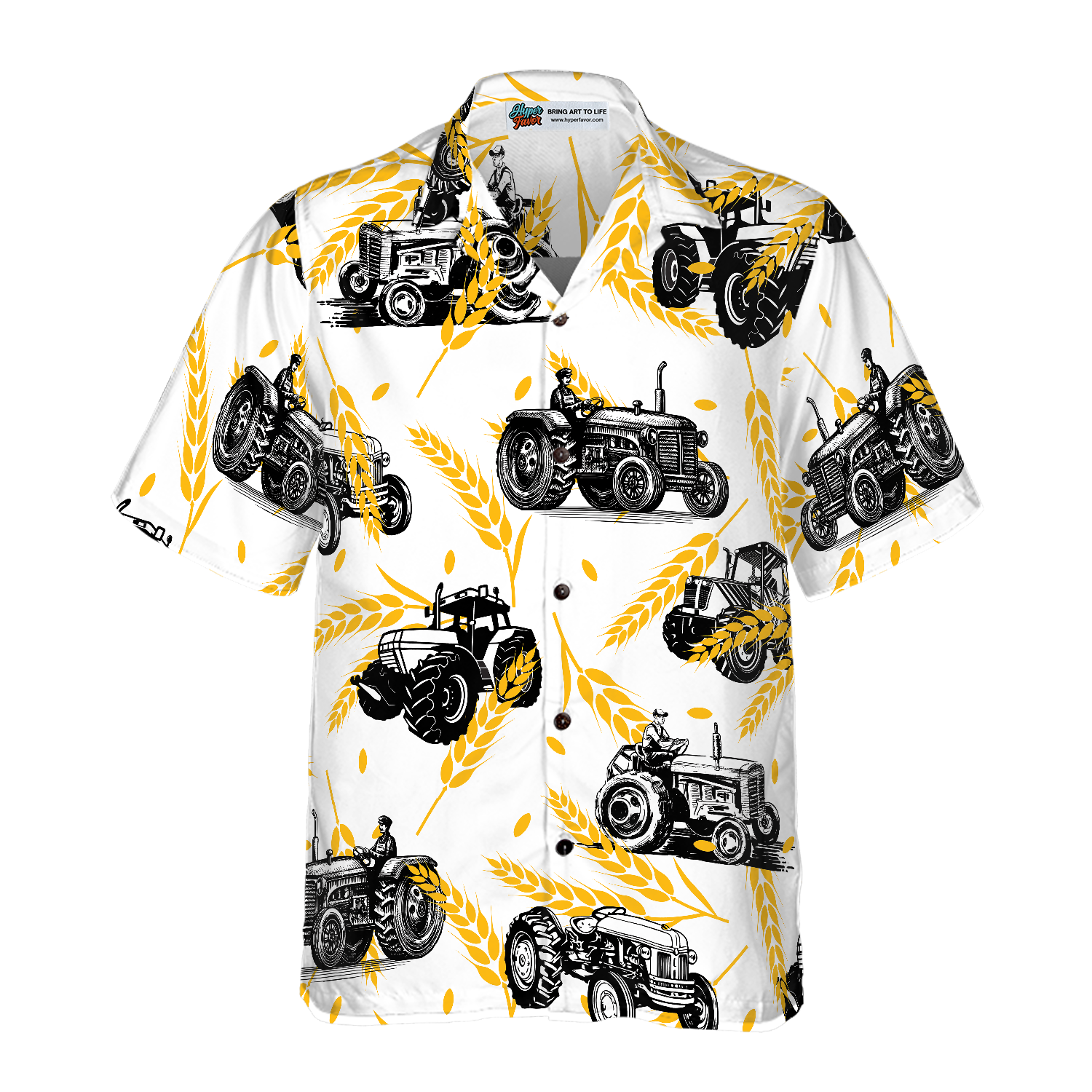 Tractors On Wheat Pattern Hawaiian Shirt - Hyperfavor