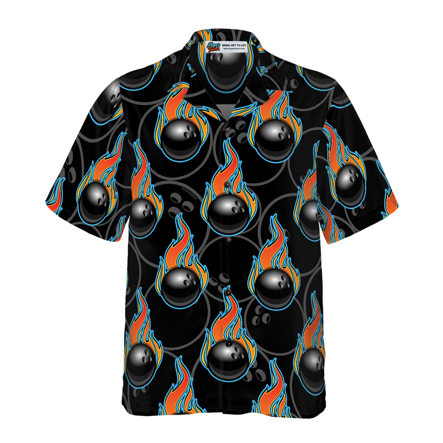 Bowling In Fire Seamless Pattern Hawaiian Shirt - Hyperfavor