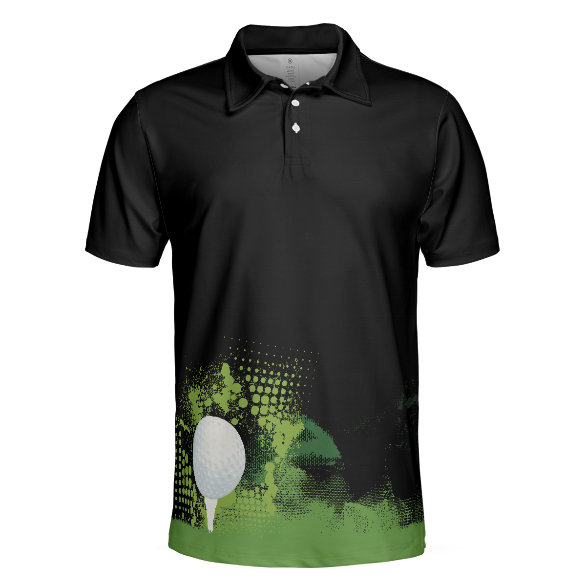 Golf Grunge Graphic Golf Polo Shirt, Wet Paint Silhouette Black Polo Shirt, Best Golf Shirt For Men - Hyperfavor