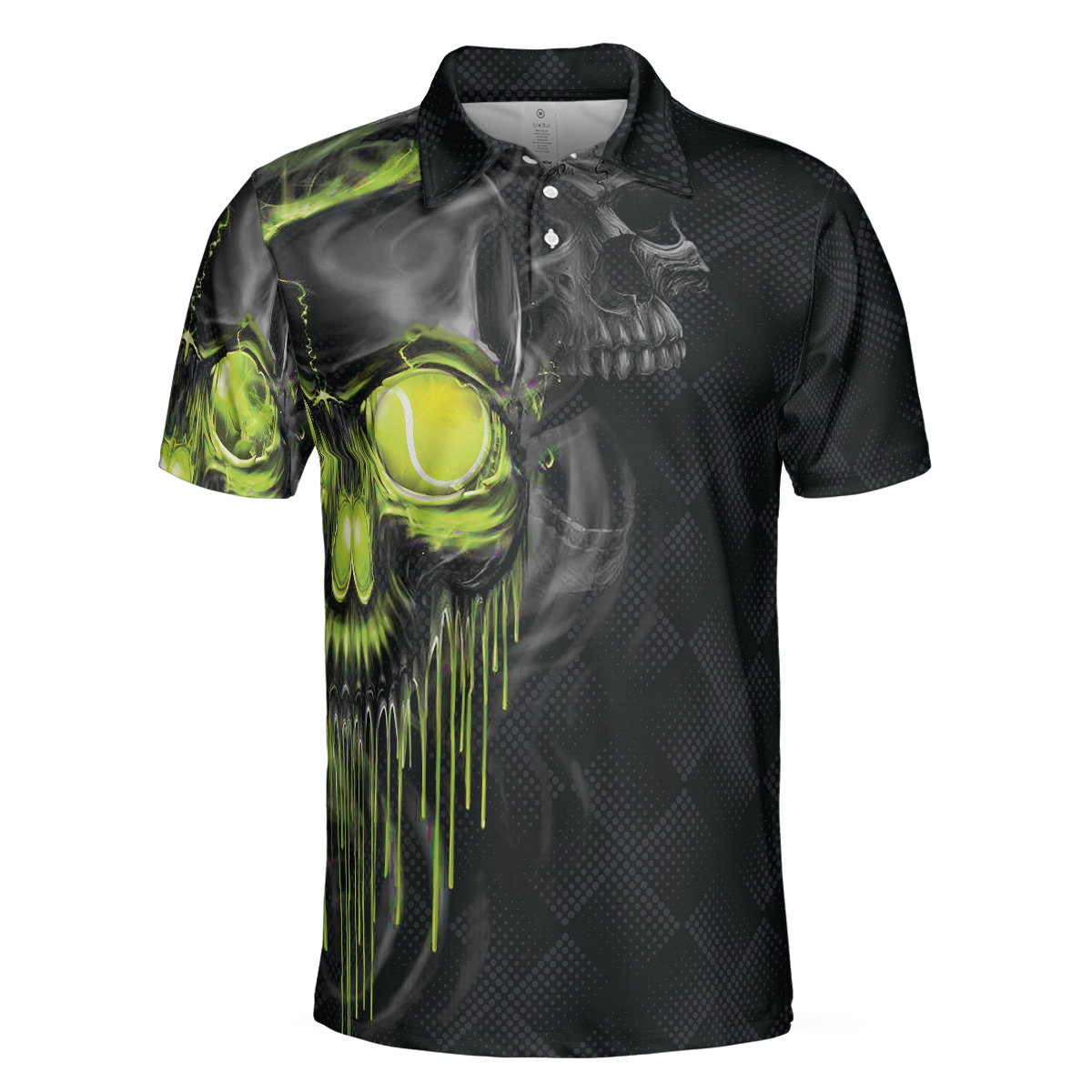 Skull Tennis Polo Shirt, Scary Skull Graphic Tennis Shirt For Tennis Lovers, Halloween Tennis Gift Idea - Hyperfavor