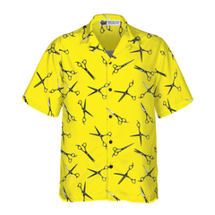 Barber Yellow Scissors For Professional Barber Hawaiian Shirt - Hyperfavor