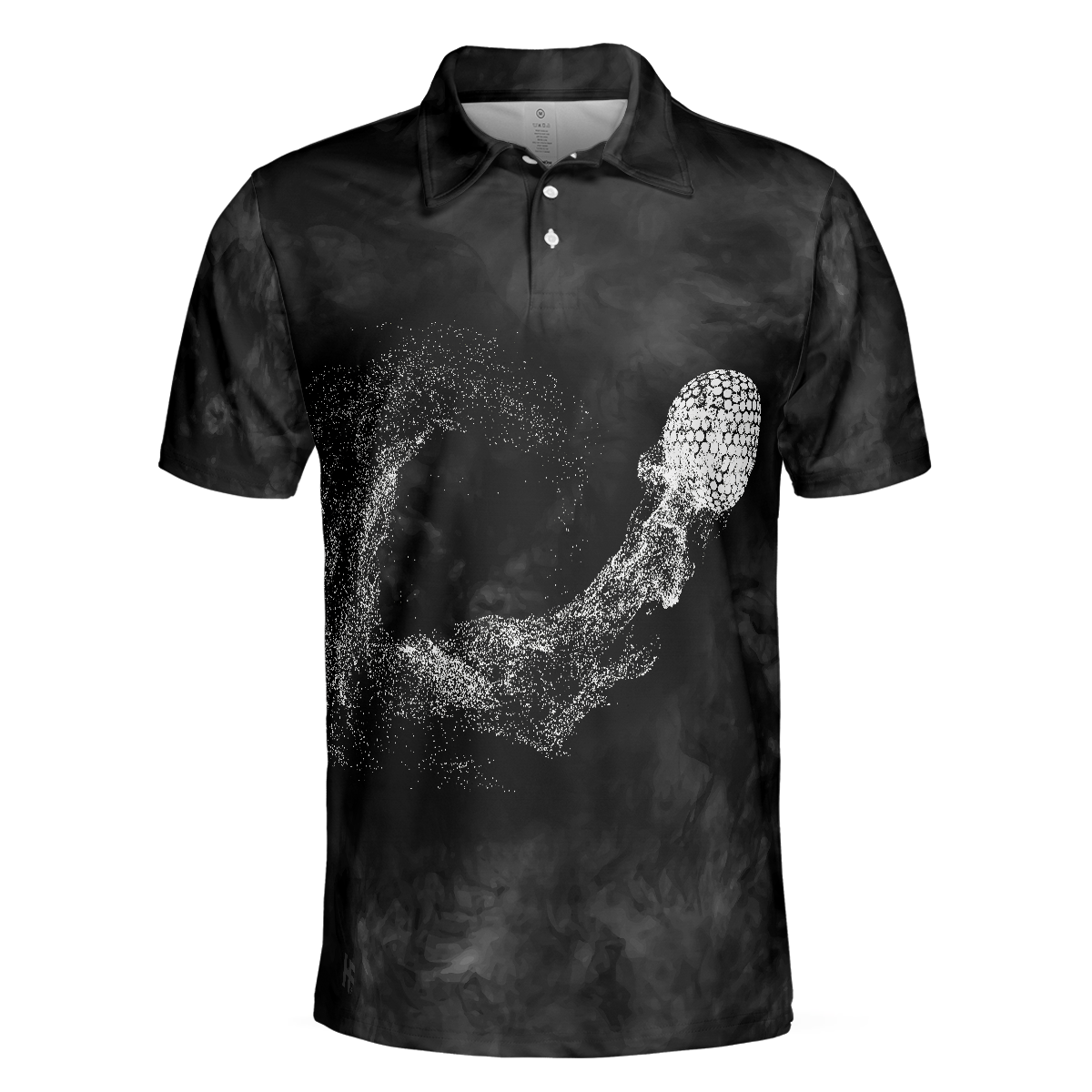 Classic Golf Ball On Smoke Background Polo Shirt, Geometric Circle Dot Graphic Polo Shirt, Best Golf Shirt For Men - Hyperfavor