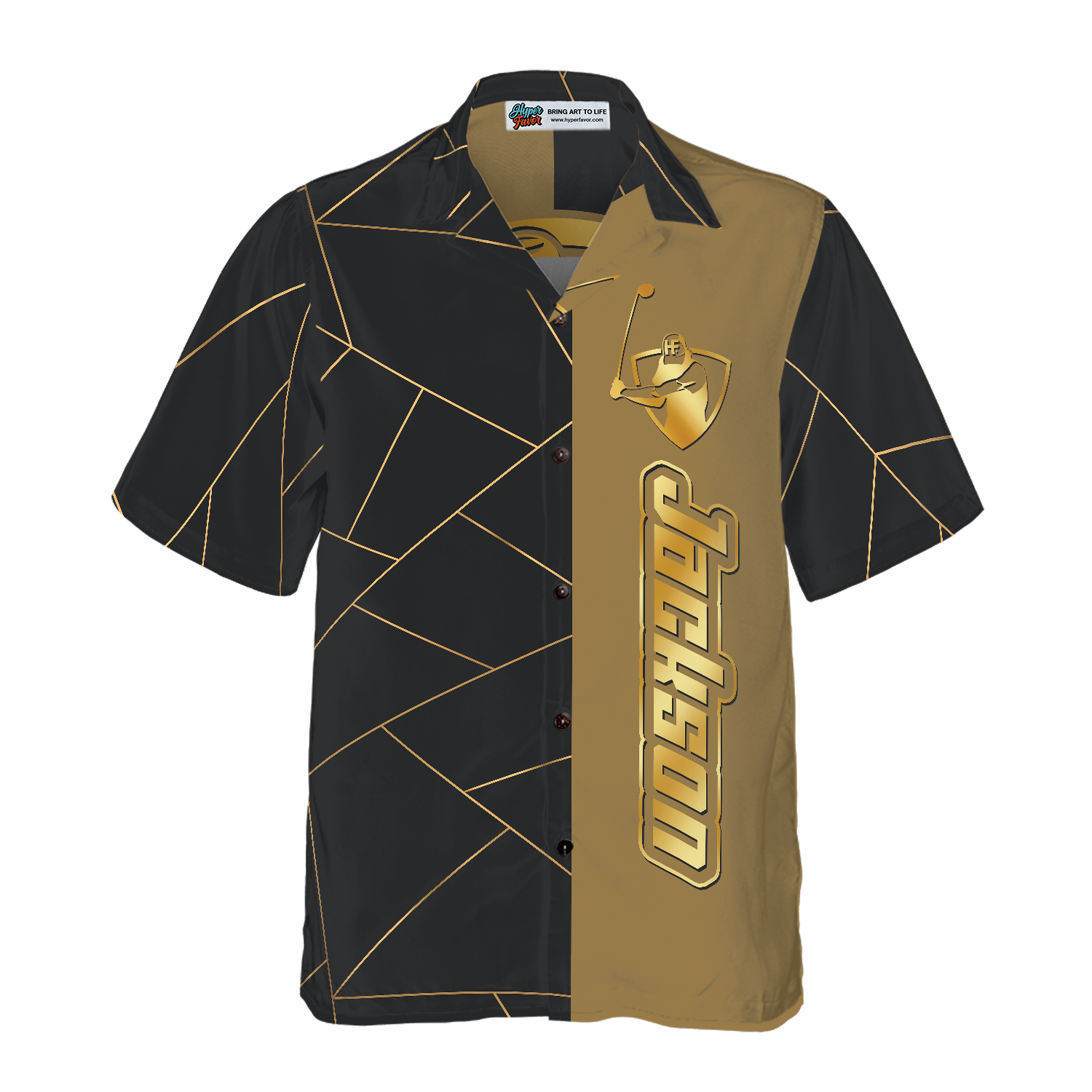 Personalized Golden Lines Golf Custom Hawaiian Shirt - Hyperfavor