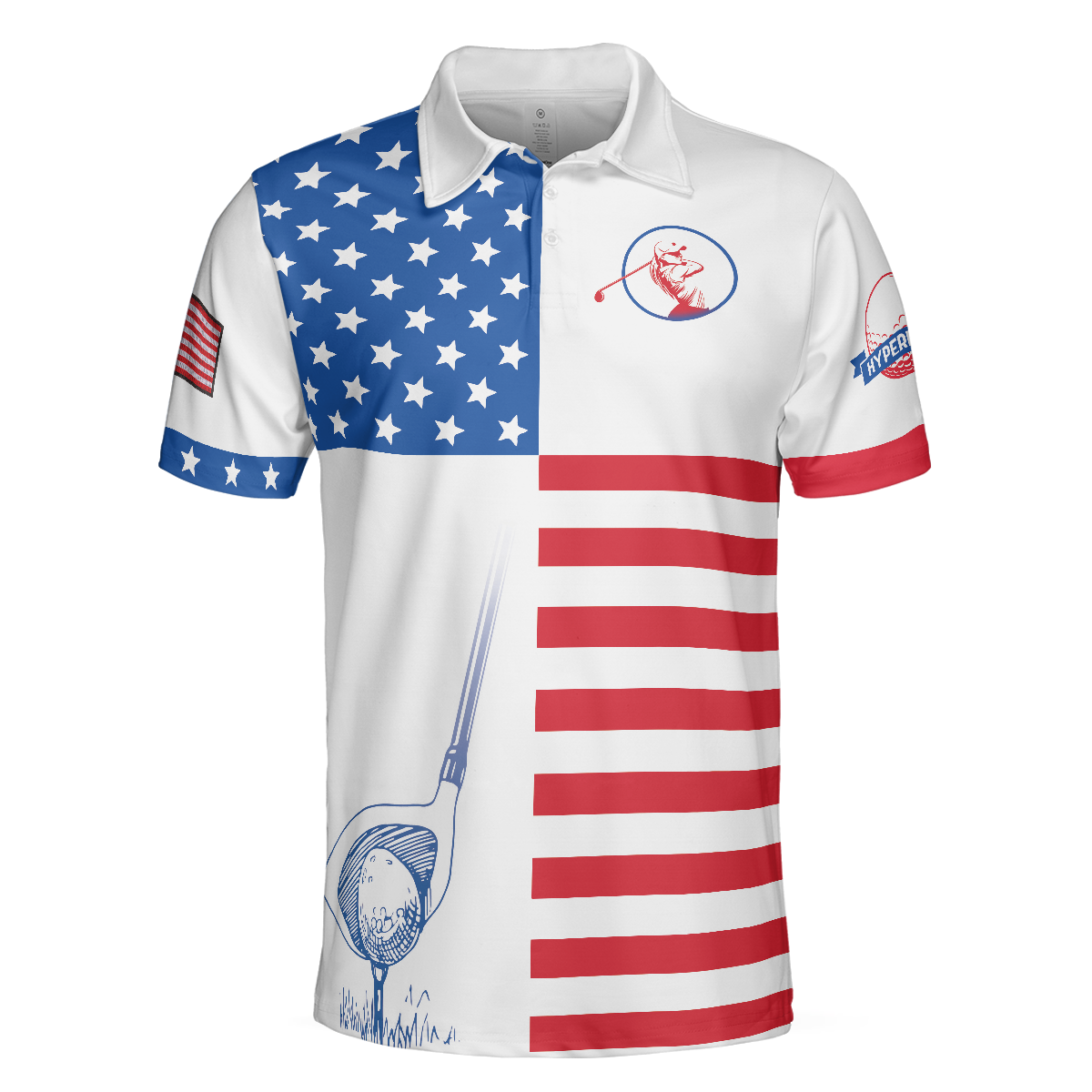 American Flag Golf V2 Short Sleeve Unisex Golf Polo Shirt, Polo Shirts For Men And Women - Hyperfavor