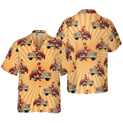 Vintage Car And Chick For Dinner Hawaiian Shirt - Hyperfavor