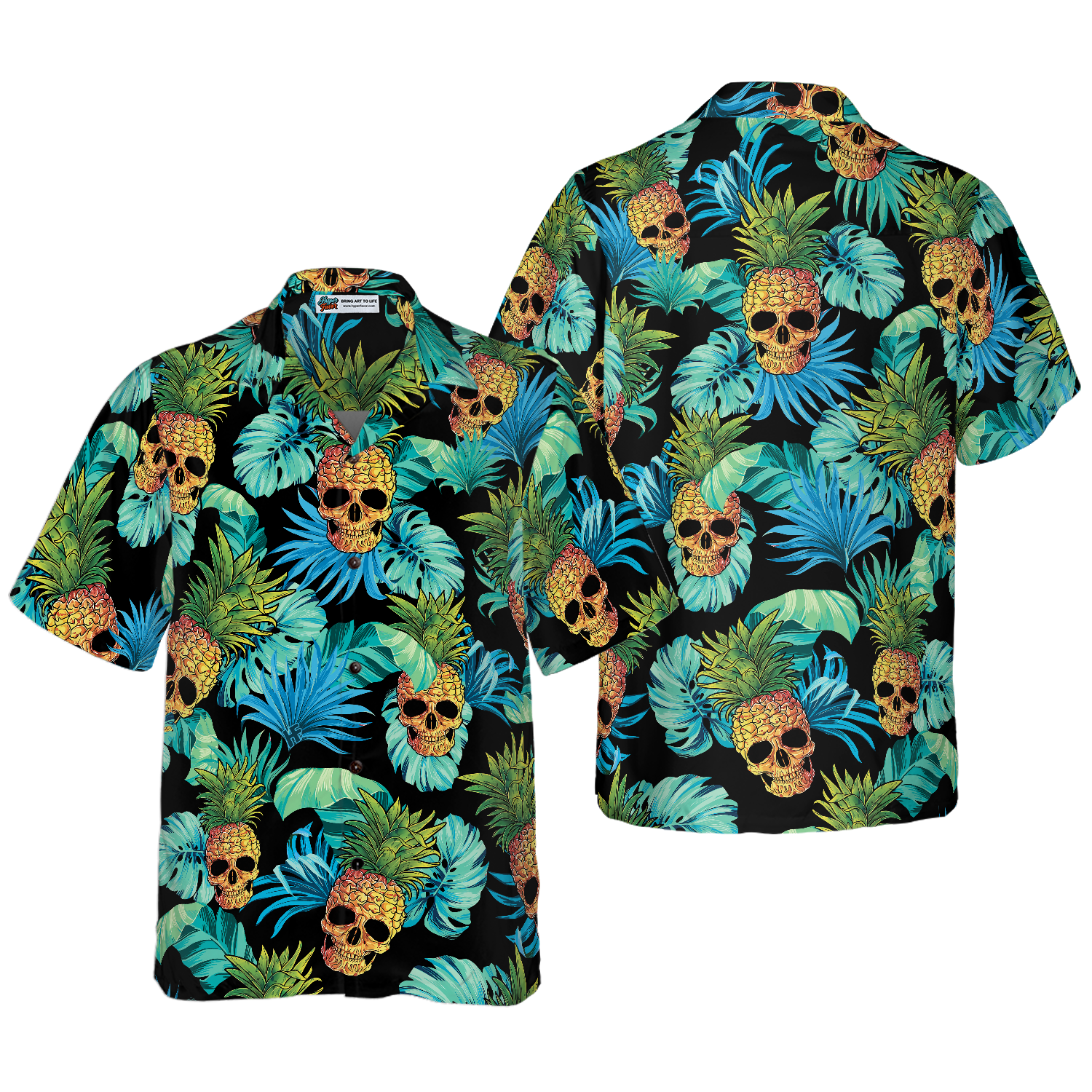 Pineapple Skull & The Tropical Leaves Hawaiian Shirt - Hyperfavor