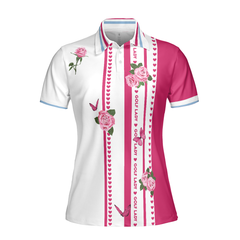 Golf Lady With Roses In Vintage Style Golf Short Sleeve Women Polo Shirt, Floral Shirt For Golf Ladies - Hyperfavor