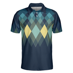 Dark Green Argyle Pattern Polo Shirt For Men - Hyperfavor