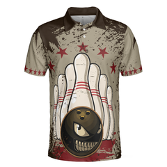 Bowling Ball Vintage Background Short Sleeve Polo Shirt, Crazy Polo Shirt, Best Bowling Shirt For Men - Hyperfavor