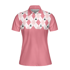 Science Pink Argyle Pattern Short Sleeve Women Polo Shirt - Hyperfavor