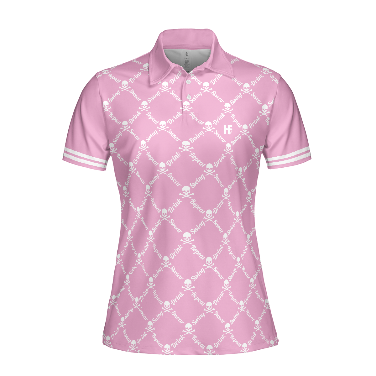 Swing Swear Drink Repeat Pink Golf Short Sleeve Women Polo Shirt, Pink Golfing Shirt For Female Players - Hyperfavor