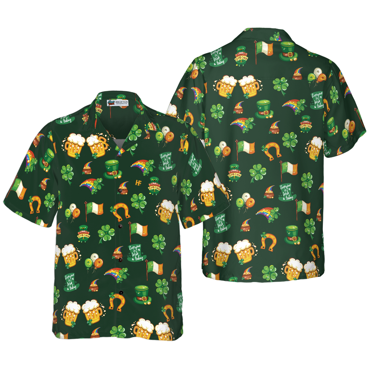 St Patrick's Day Symbol Seamless Pattern Hawaiian Shirt - Hyperfavor