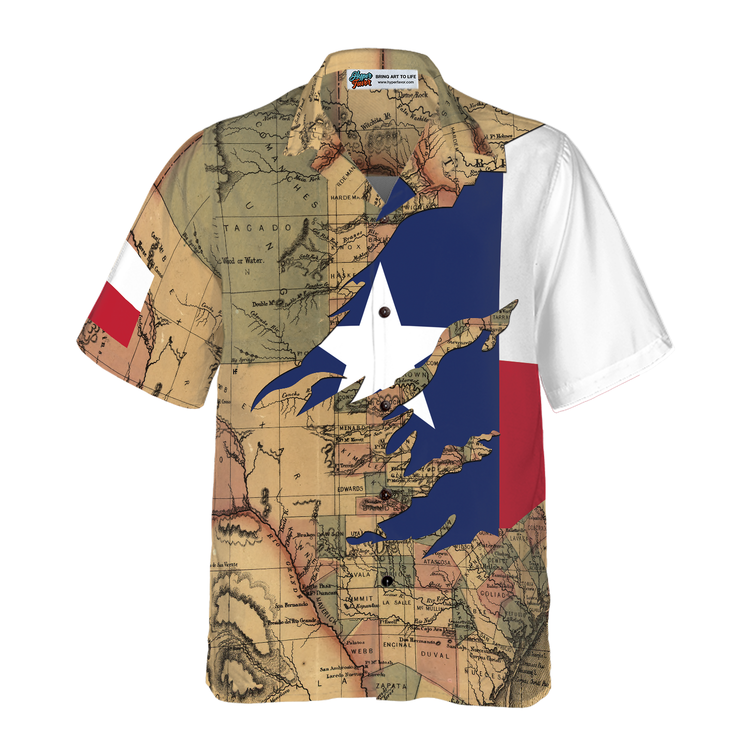 Patriotic Texas Hawaiian Shirt For Men, Texas Flag Shirt, Proud Texas Map Pattern Shirt For Men - Hyperfavor