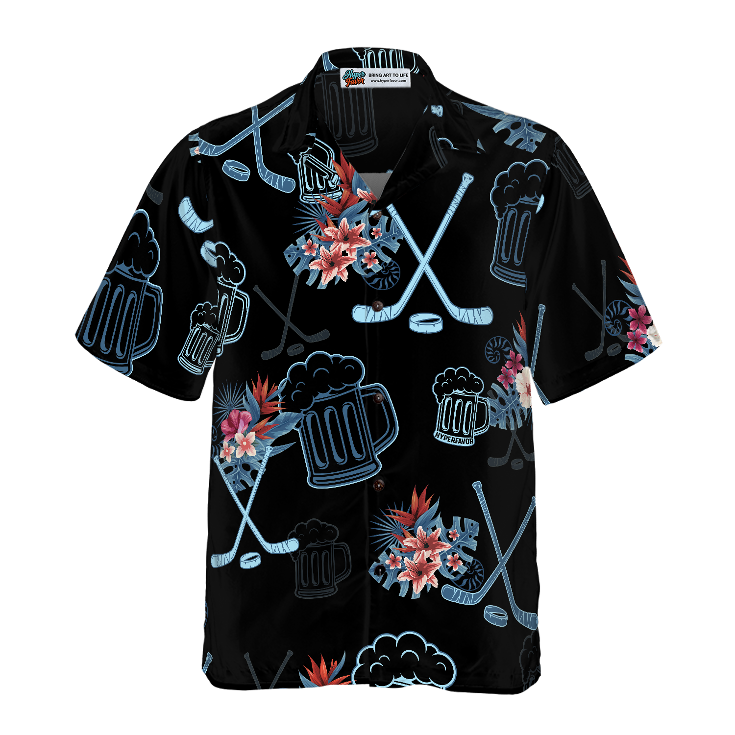 Hockey & Beer Tropical Hawaiian Shirt - Hyperfavor