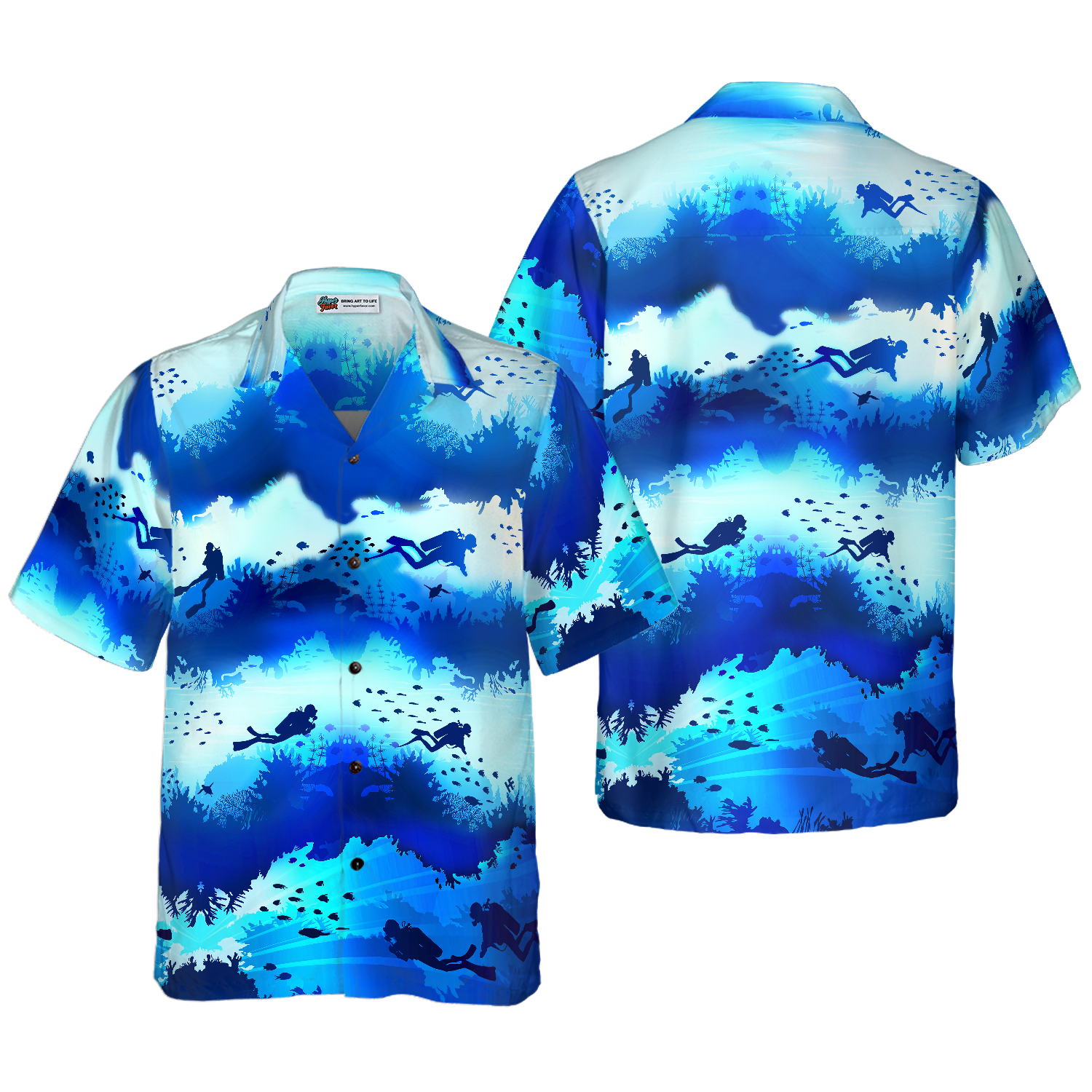 Scuba Diver Under Sea Cave Hawaiian Shirt - Hyperfavor